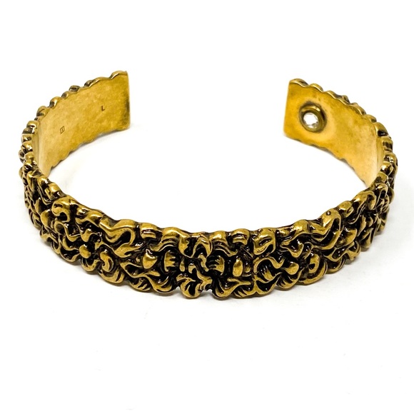 GUCCI Lion Head Mane Aged Gold Crystal Bracelet L - Picture 2 of 10